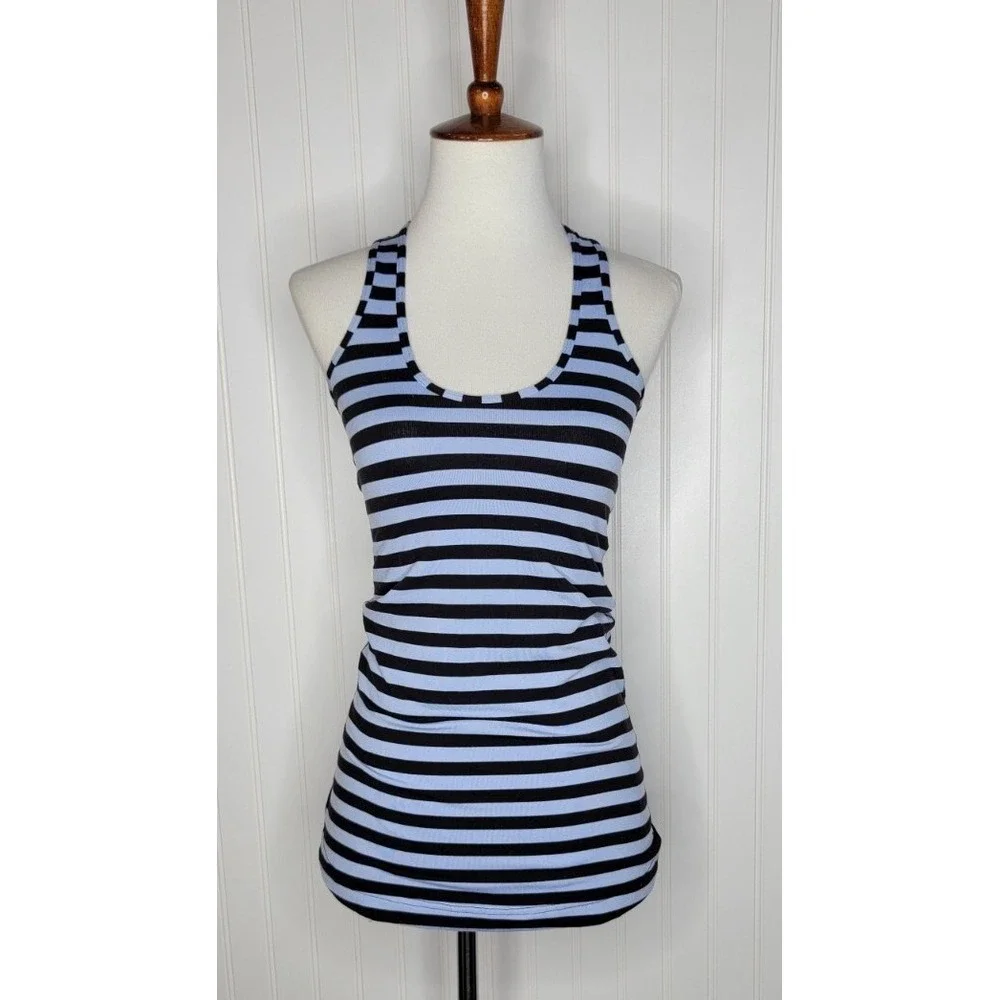 Lululemon Cool Racerback Tank Top Women's Size 4 Lilac /Black Stripe